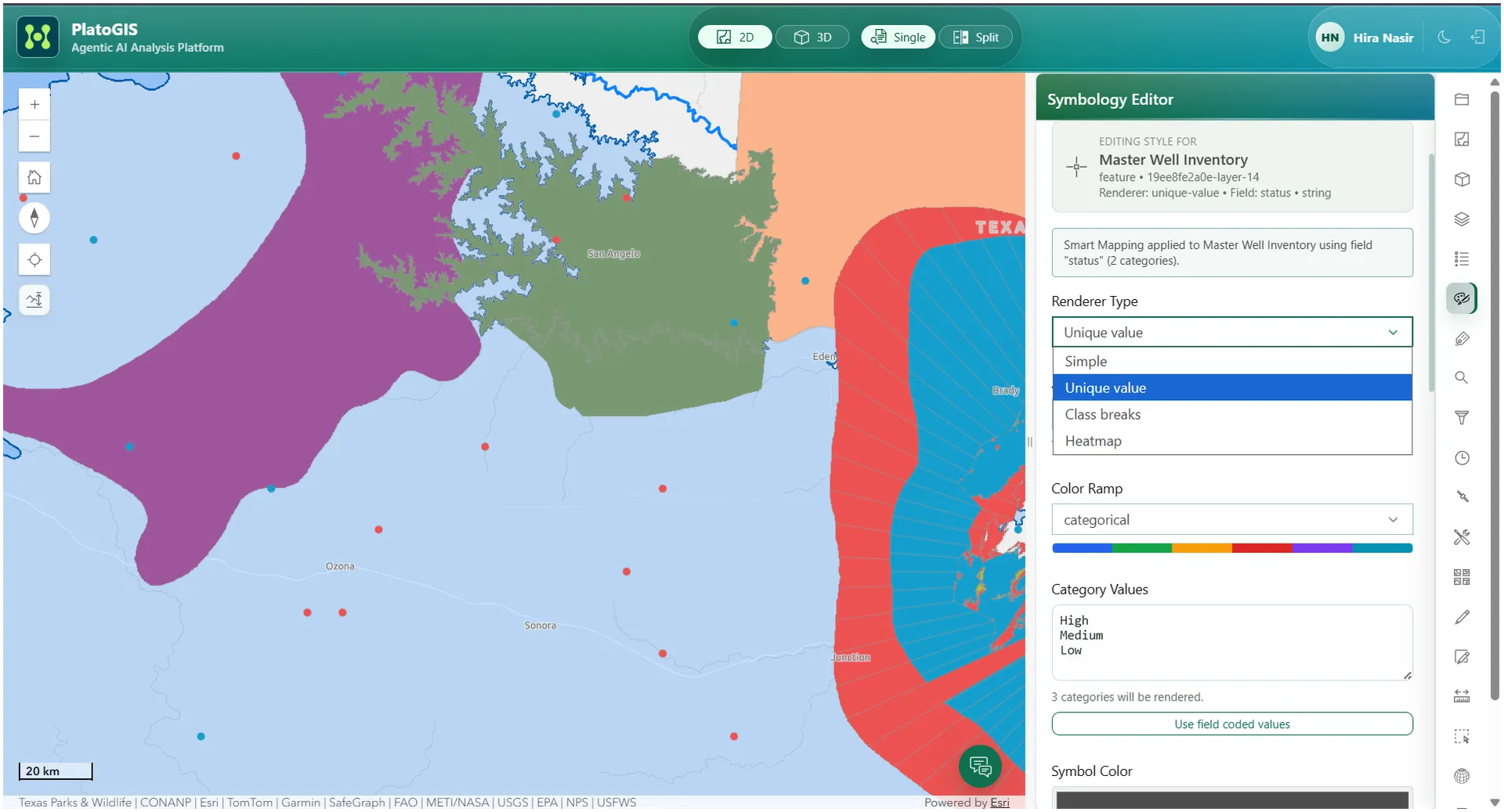 Plato GIS symbology editor.